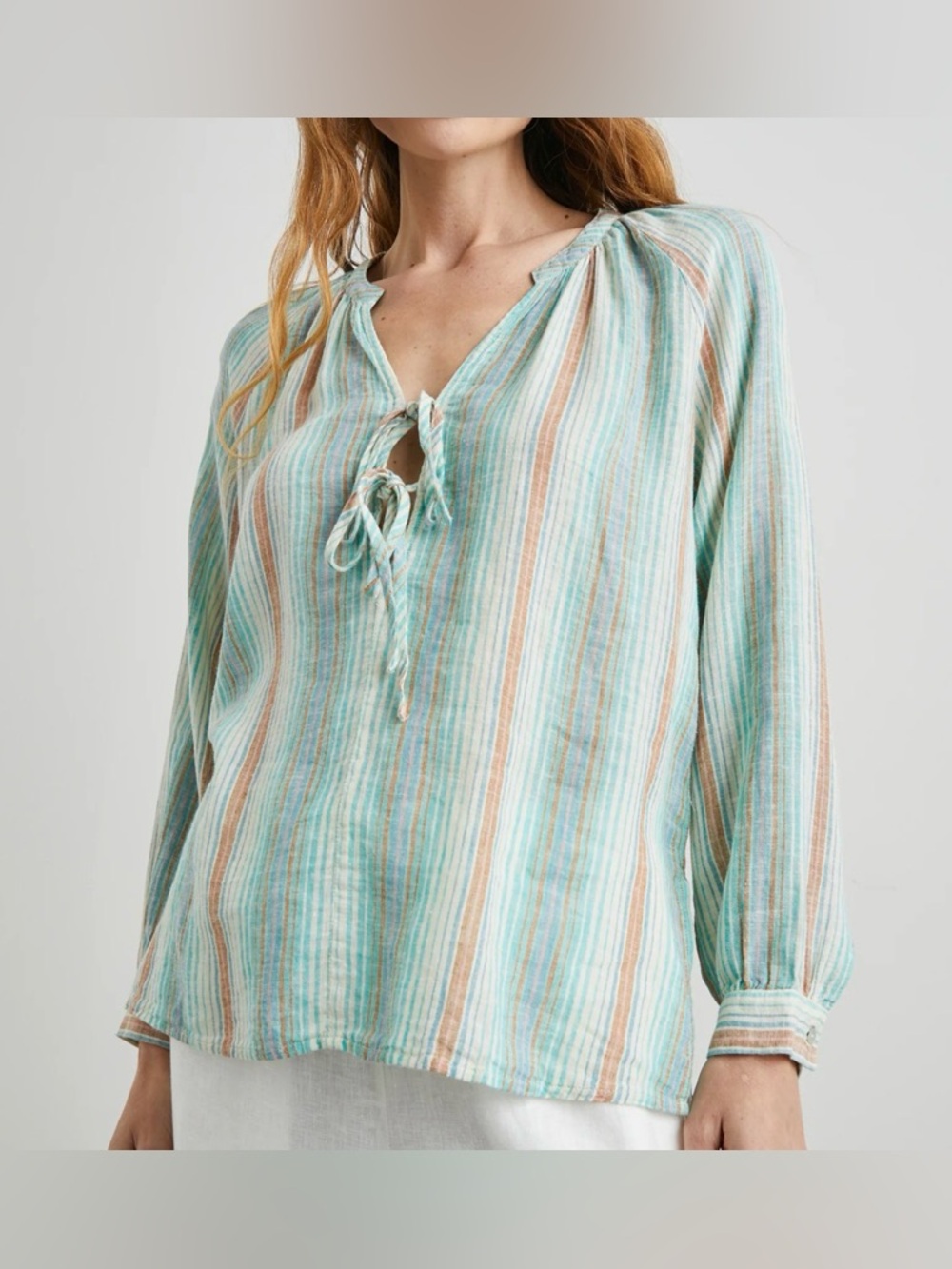 Rails Brielle Long Sleeve Linen Blend Top | Seaview Stripe | NWOT | Size M